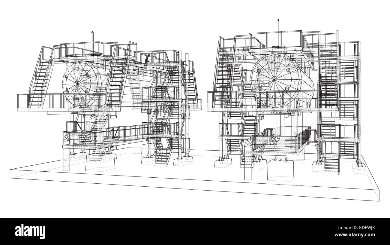 Wireframe Oil and Gas industrial equipment Stock Vector Image & Art