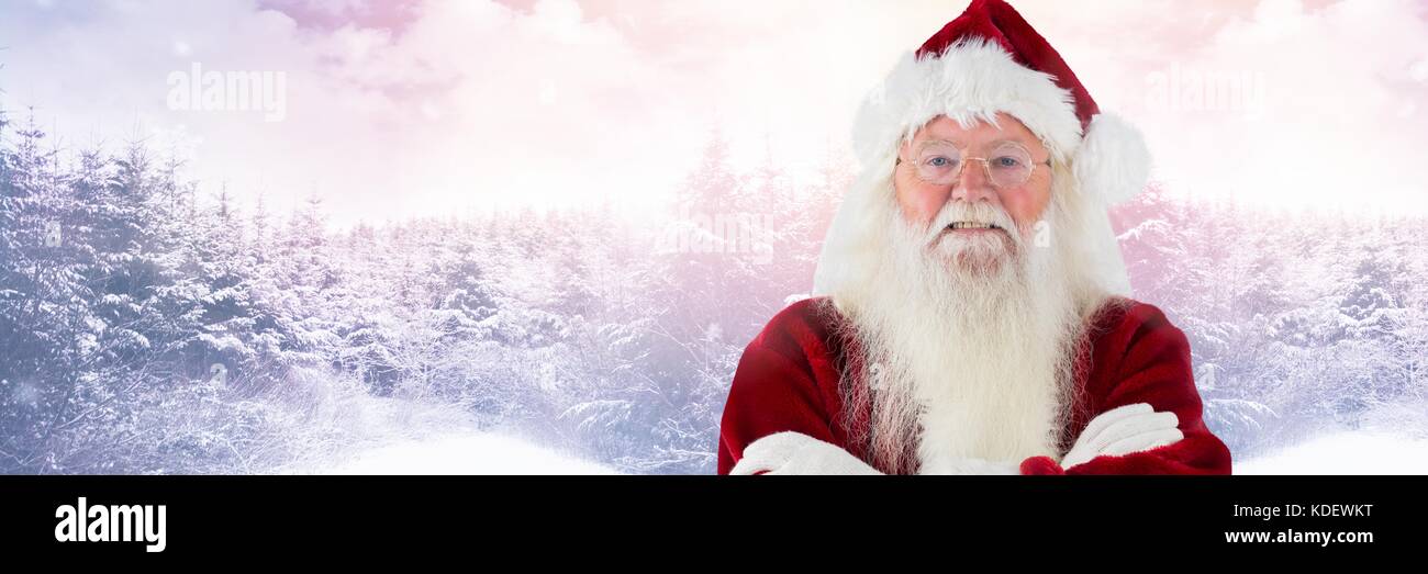 Digital composite of Santa Claus in Winter with arms folded Stock Photo ...