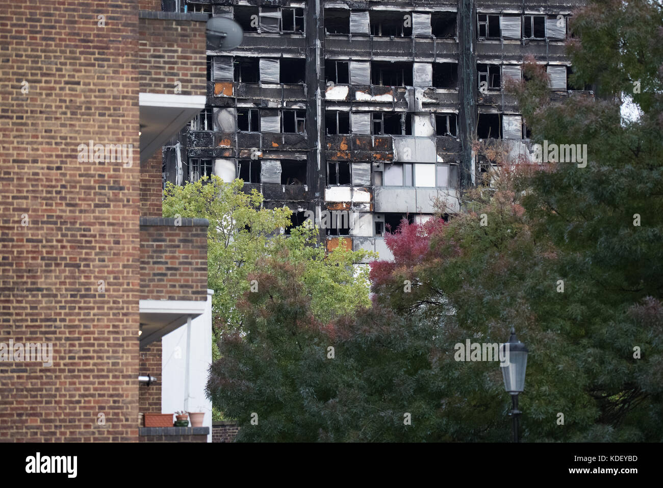 Grenfell Tower Block of Flats Latimer Road London 6th October 2017 3 months after the fire Stock
