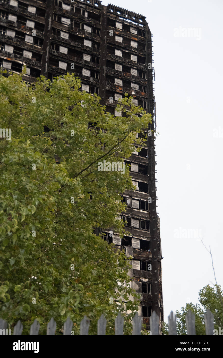 Grenfell Tower Block of Flats Latimer Road London 6th October 2017 3 months after the fire Stock