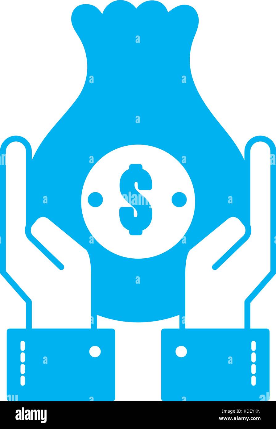 silhouette businessman with bag cash money and hands up vector ...