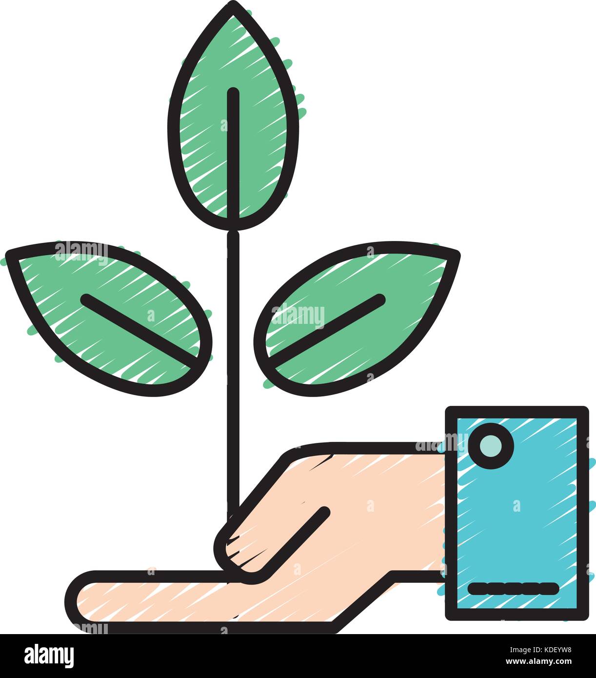 ecology plant with leaves in the palm hand vector illustration Stock ...