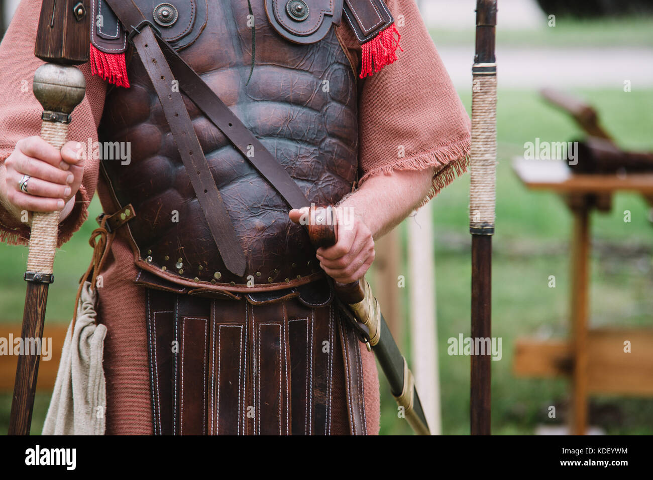 Close up on Centurion - Roman ancient soldier Stock Photo