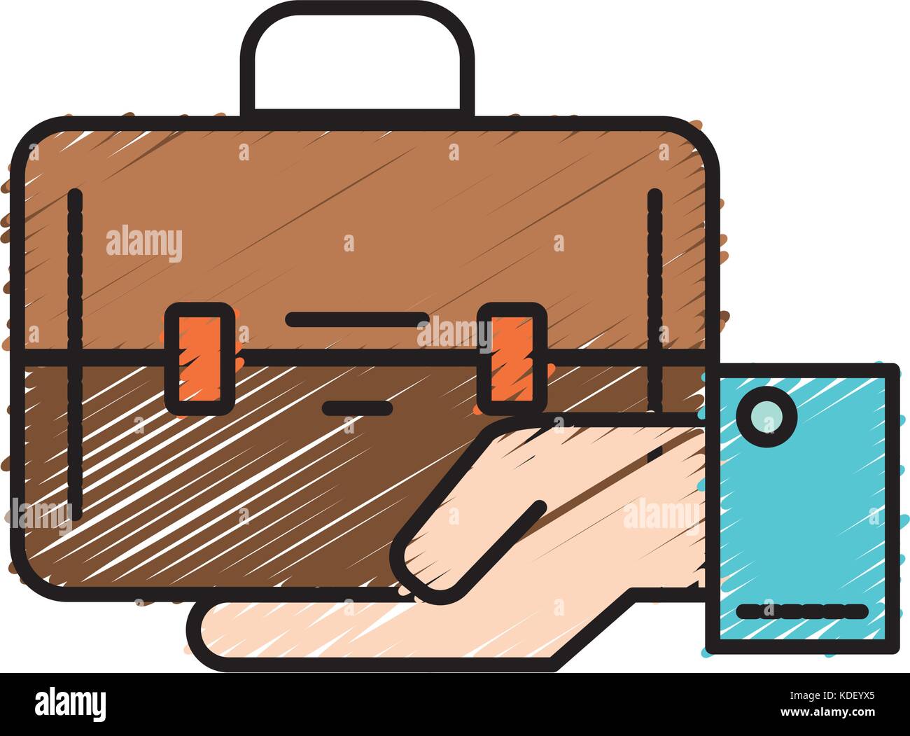 businessman with briefcase portfolio in the palm hand vector ...