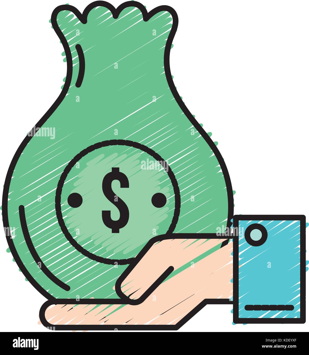 businessman with bag cash money in the hand vector illustration Stock ...
