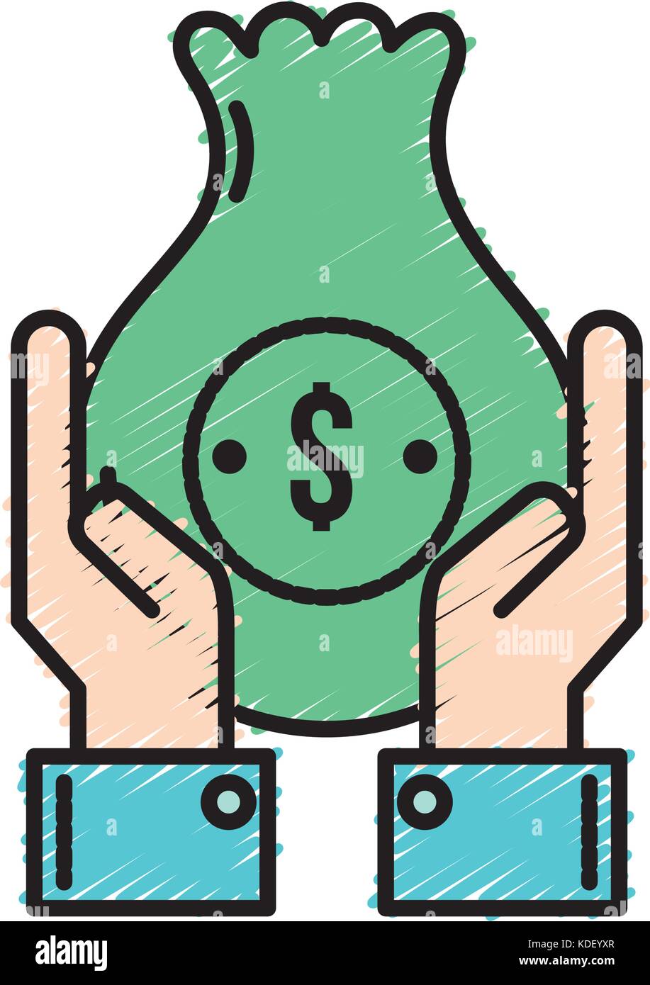 businessman with bag cash money and hands up vector illustration Stock ...