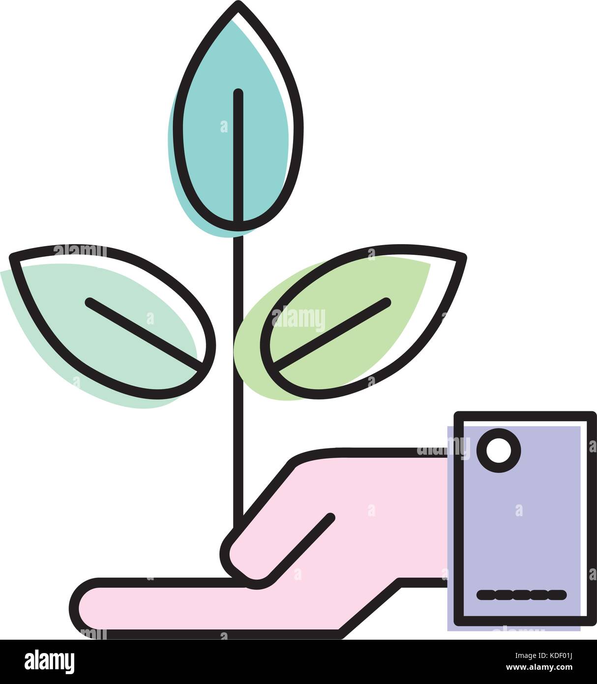 ecology plant with leaves in the palm hand vector illustration Stock ...
