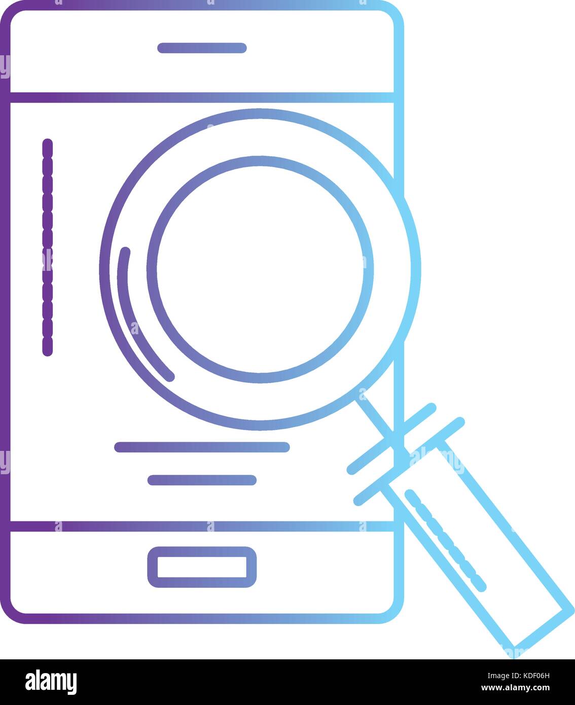 line smartphone technology information with magnifying glass vector ...