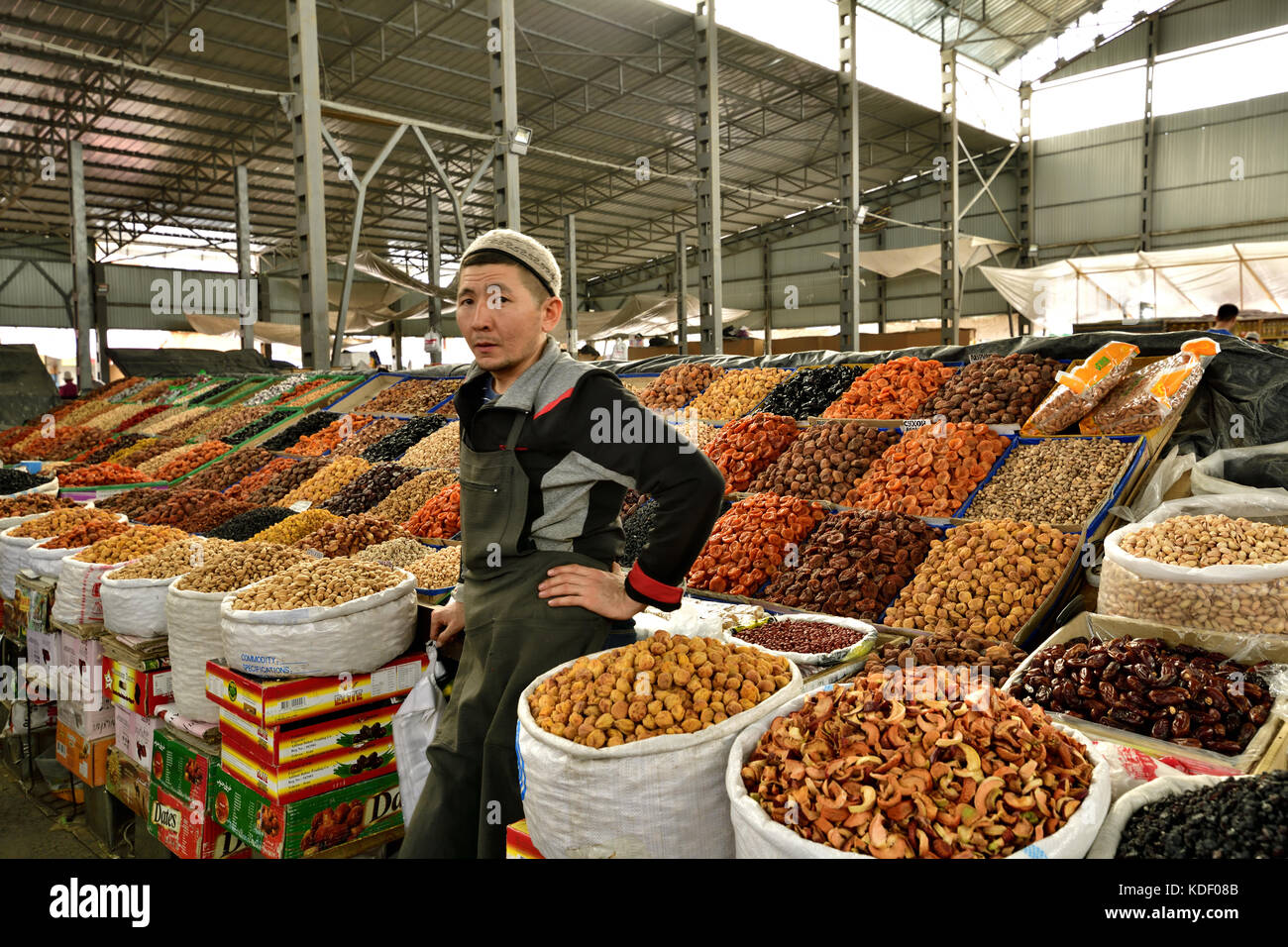 Dry fruit vendor at Osh Bazar, Central Asia's oldest and largest market