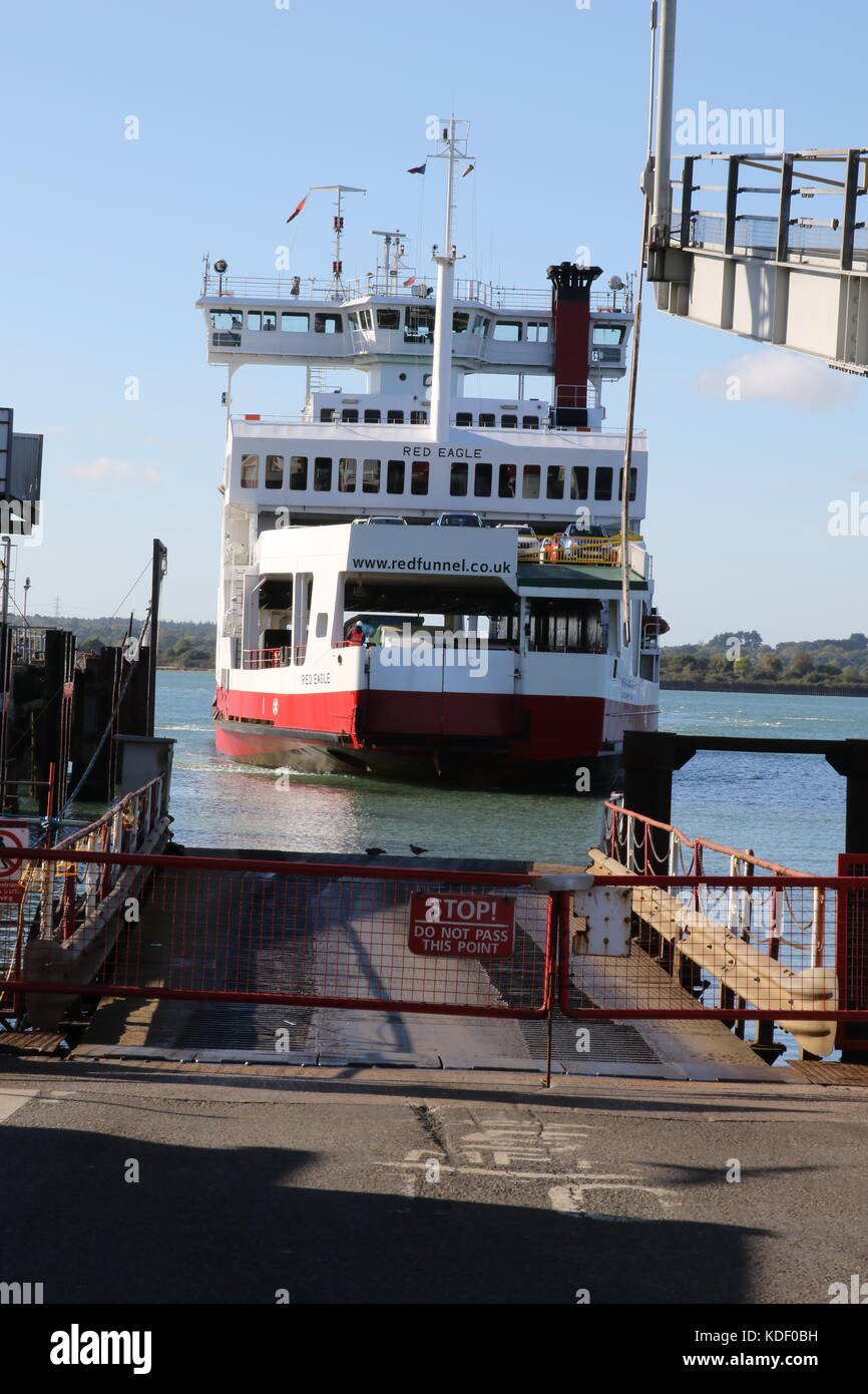A Red Funnel car ferry leaving Southampton Docks for the Isle of Wight