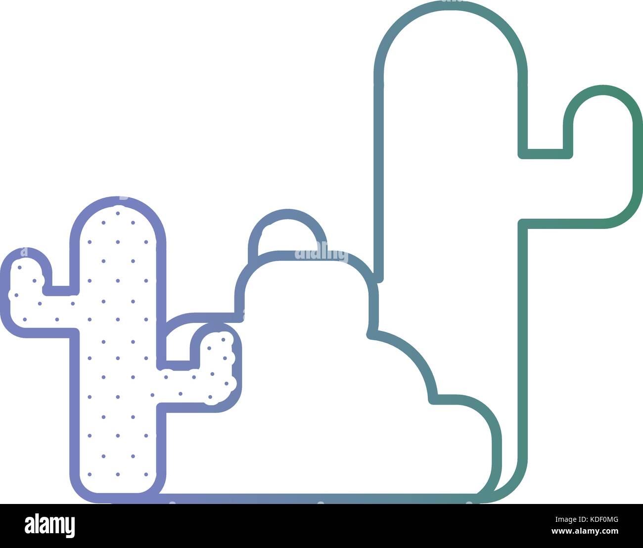 line cactus plant with natural bush vector illustration Stock Vector ...