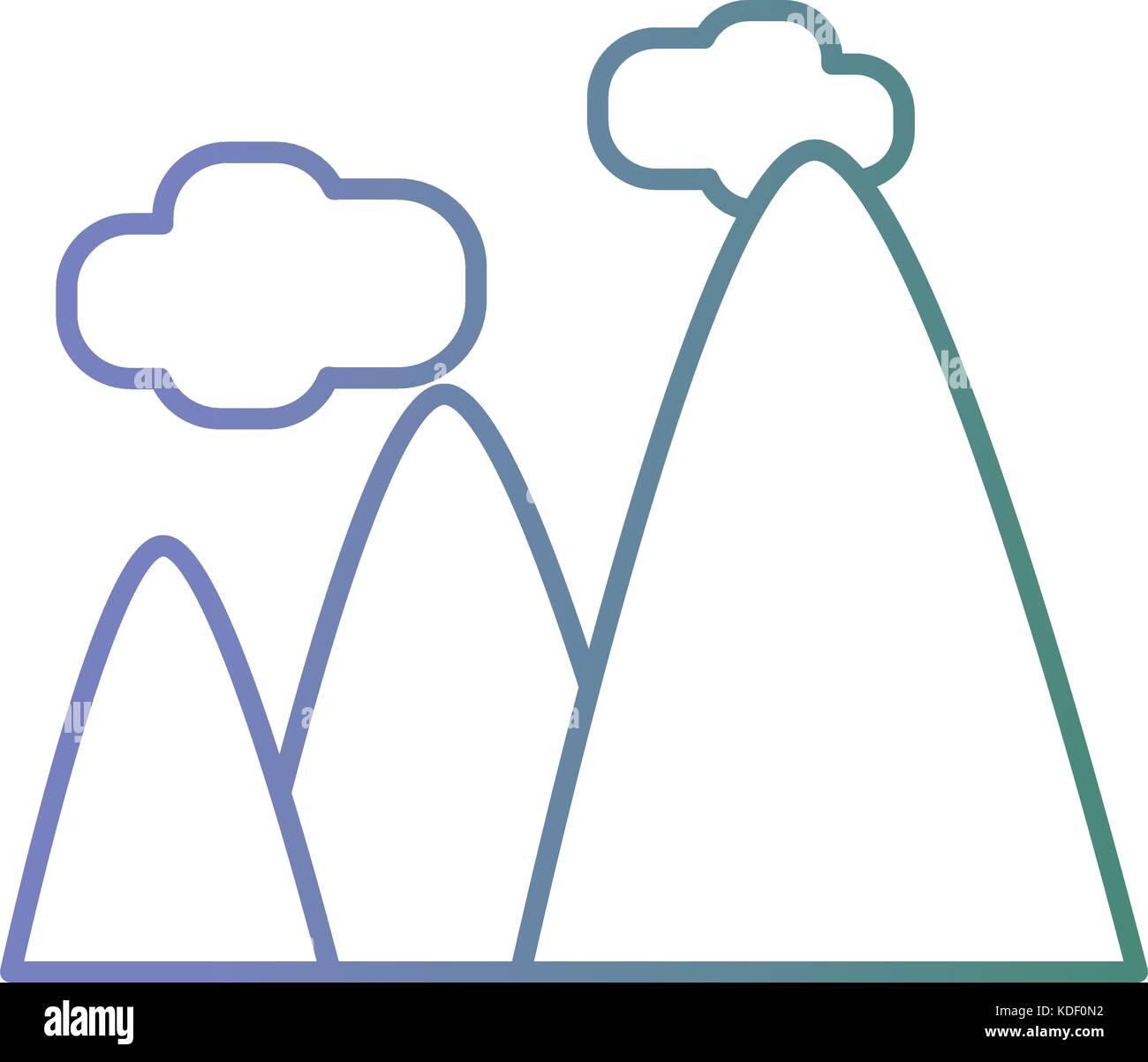 line mountains with clouds and natural landscape vector illustration ...