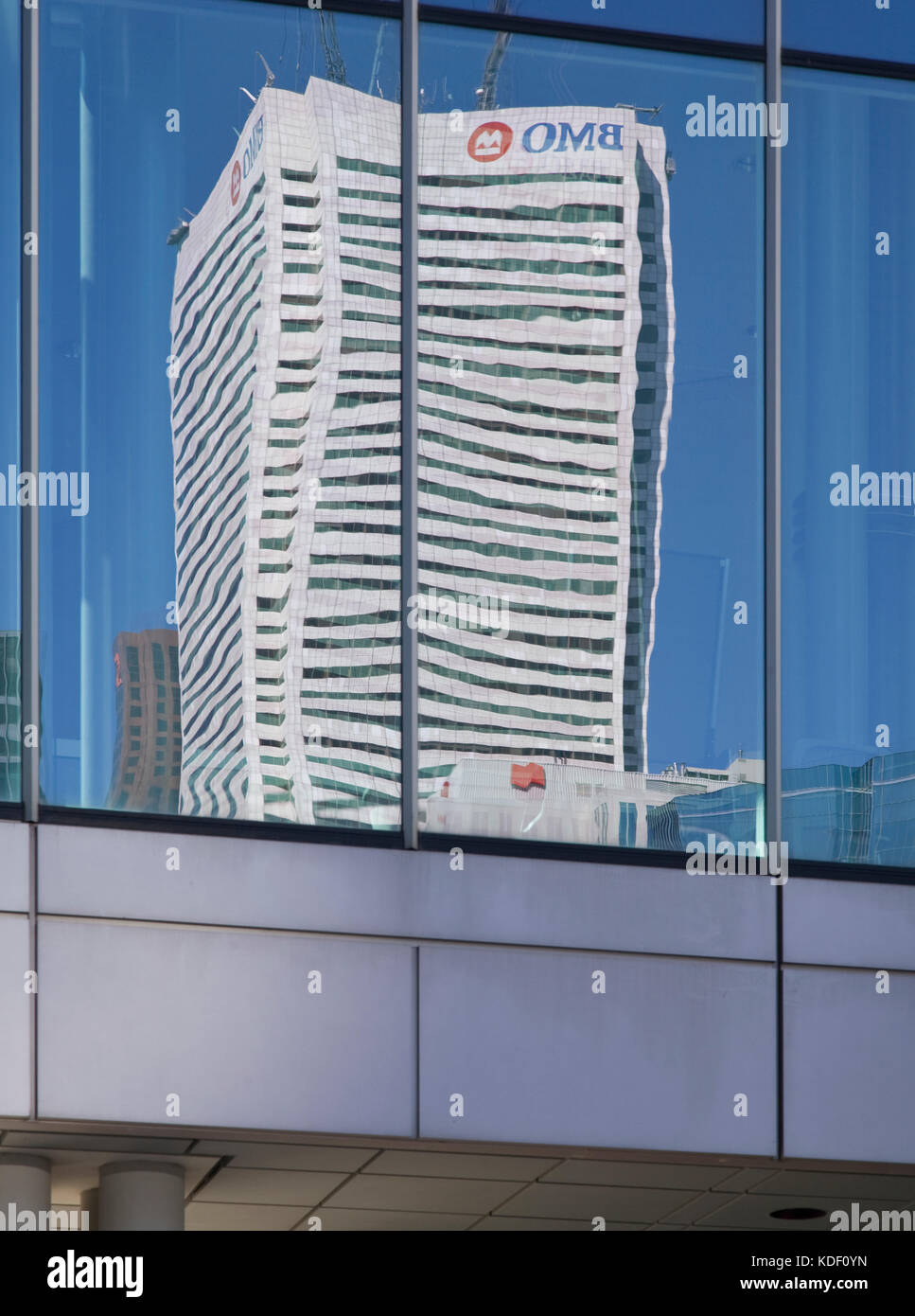 Reflection of BMO skyscraper in Toronto Stock Photo
