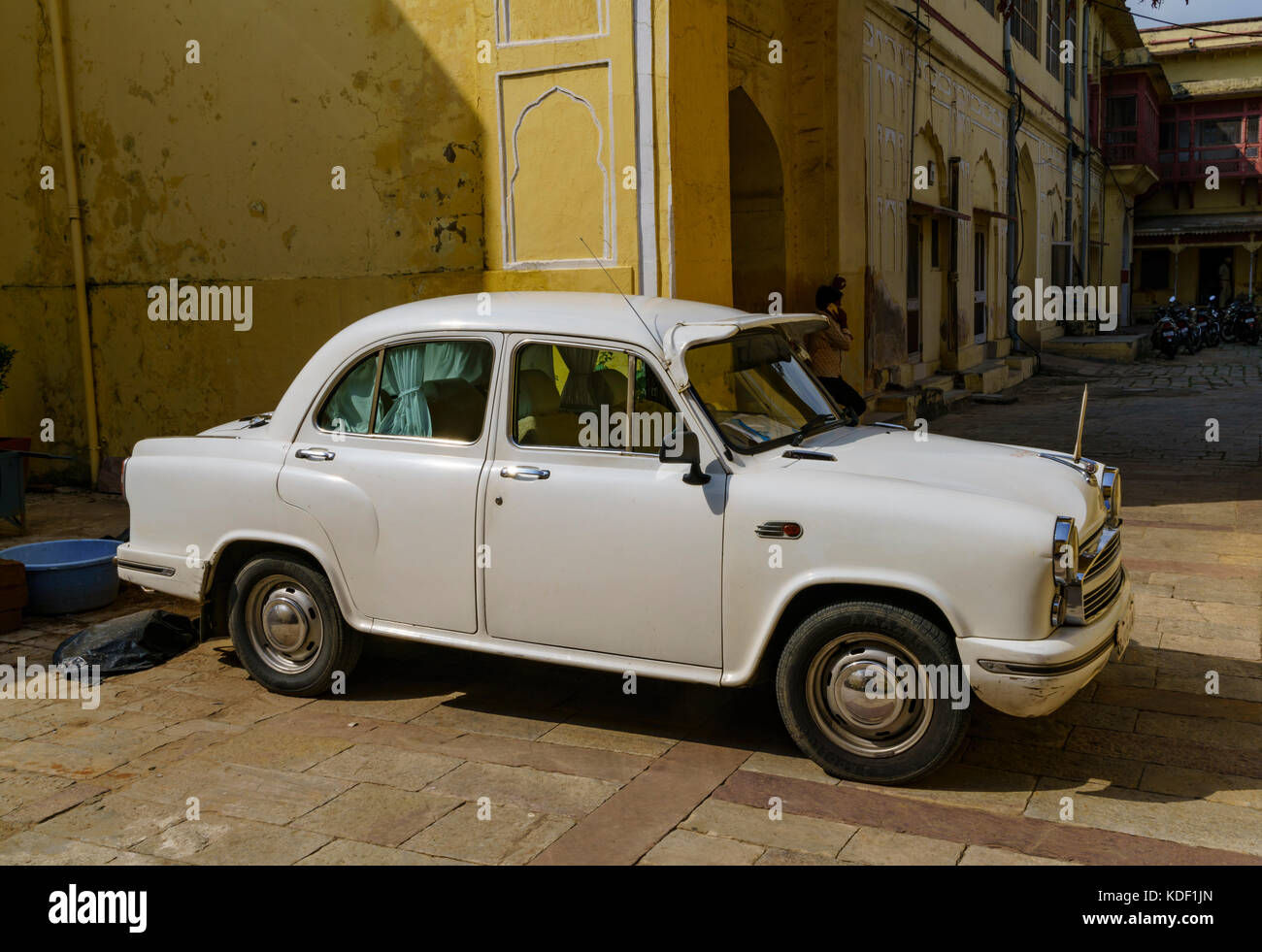 An Austin Ambassador car in a Royal Palace in Jaipur, India Stock Photo