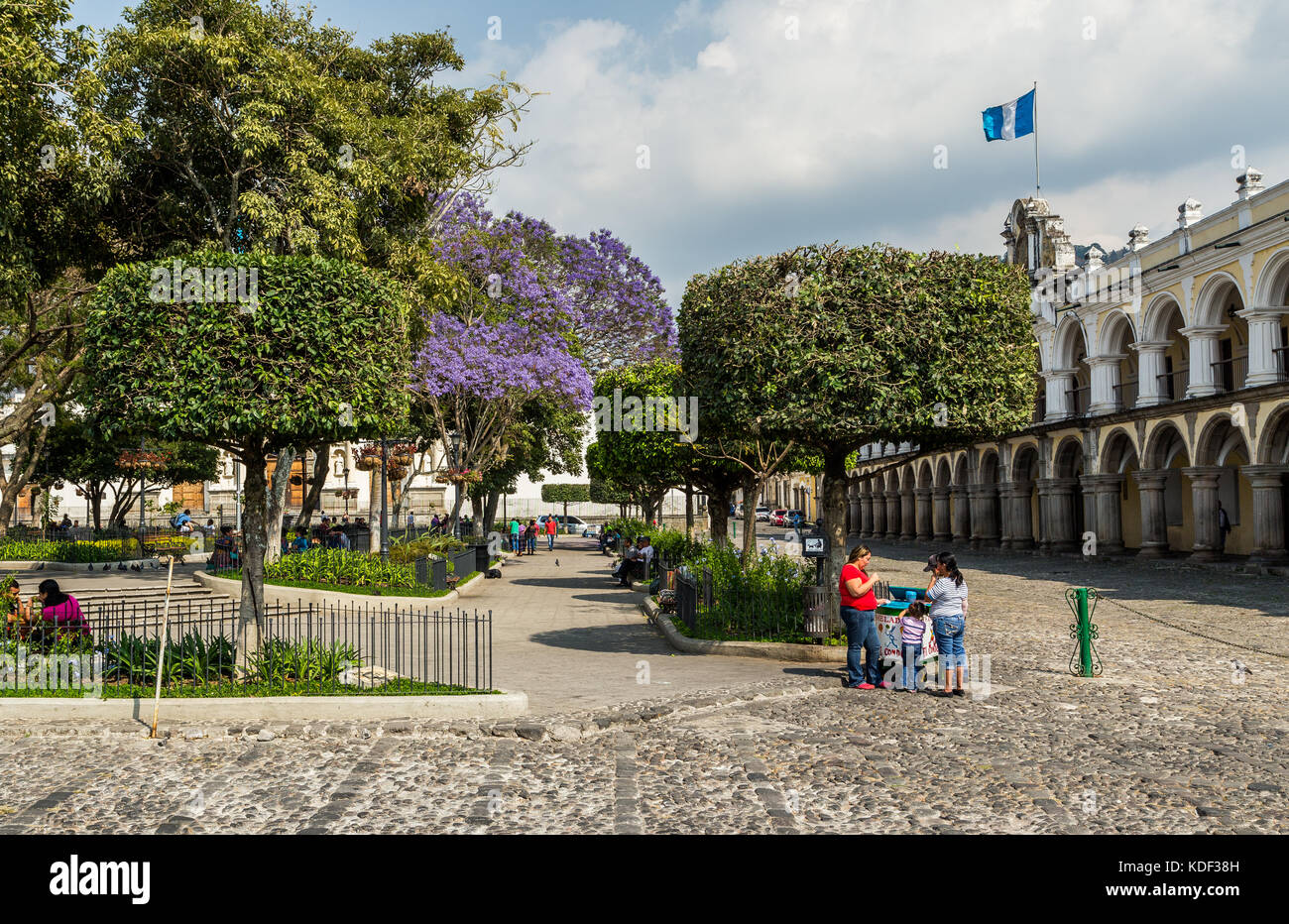 Plaza Mayor, Antigua, Guatemala Stock Photo