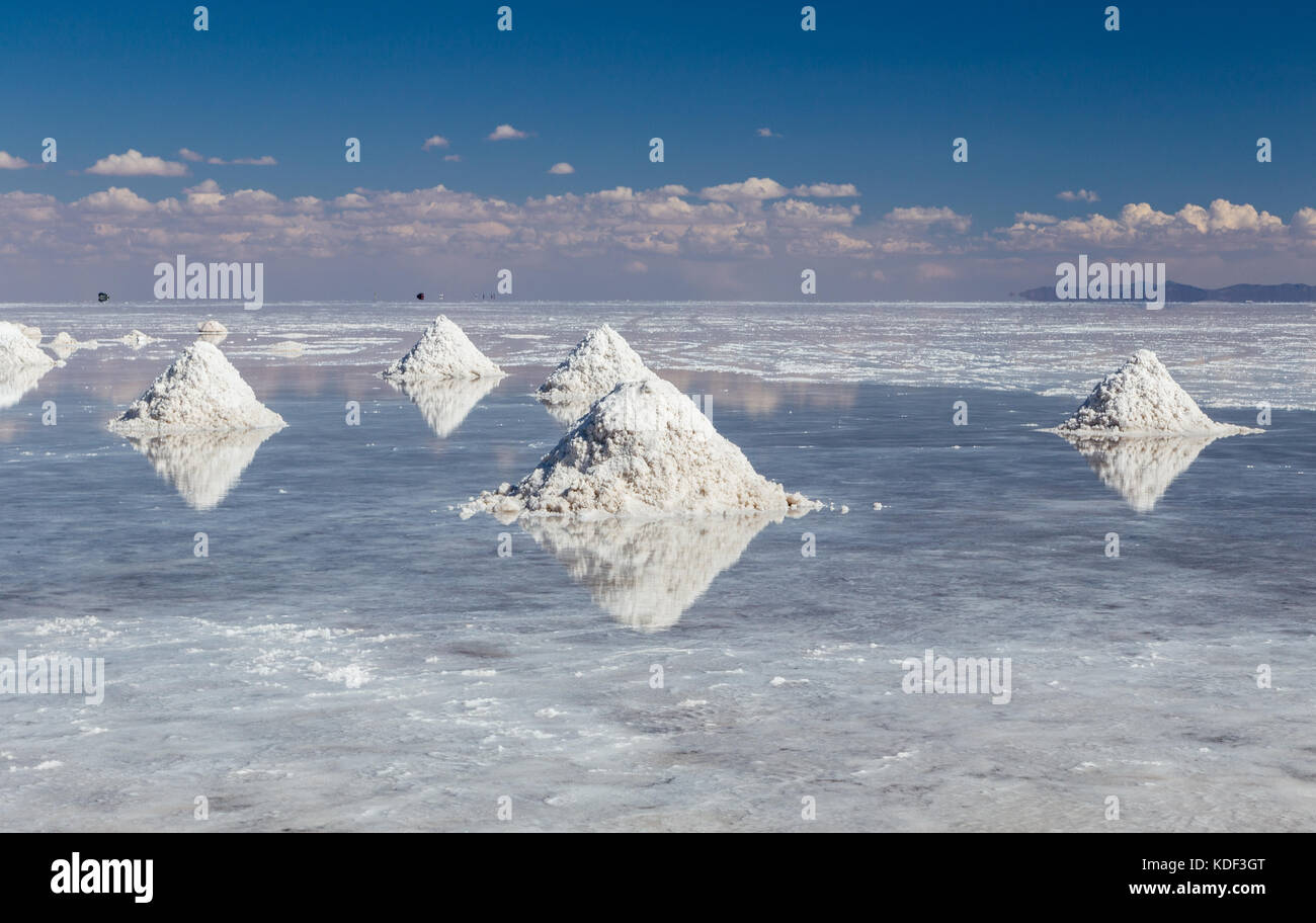 Piles of Salt at the Salar De Uyuni, Bolivia Stock Photo