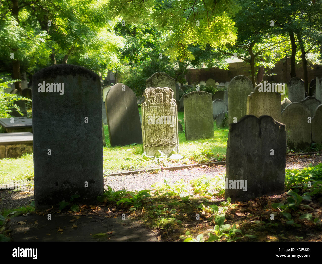BUNHILL FIELDS BURIAL GROUND, LONDON, UK Gravestones in the Burial