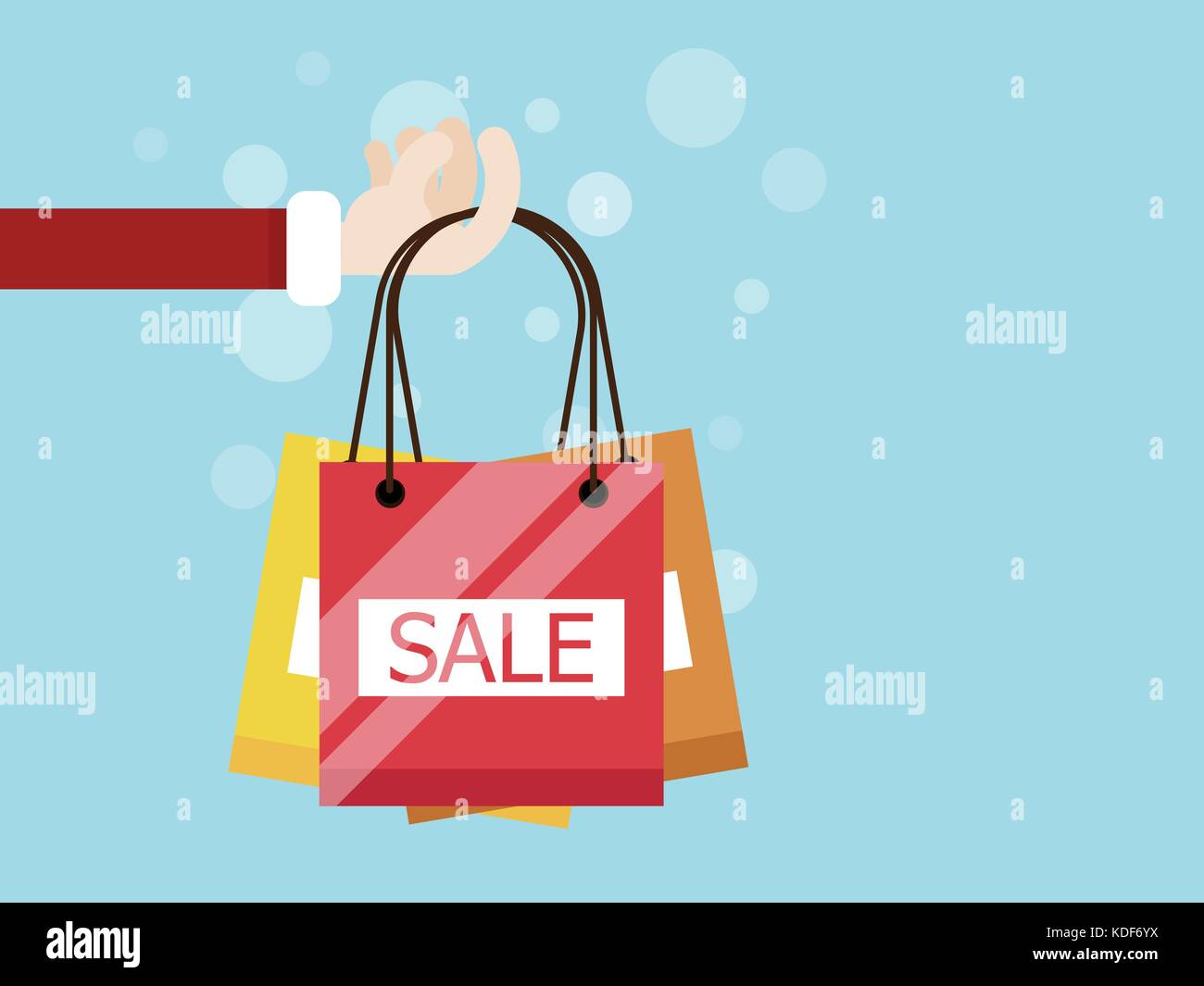 hand with shopping bag flat design vector illustration Stock Vector ...