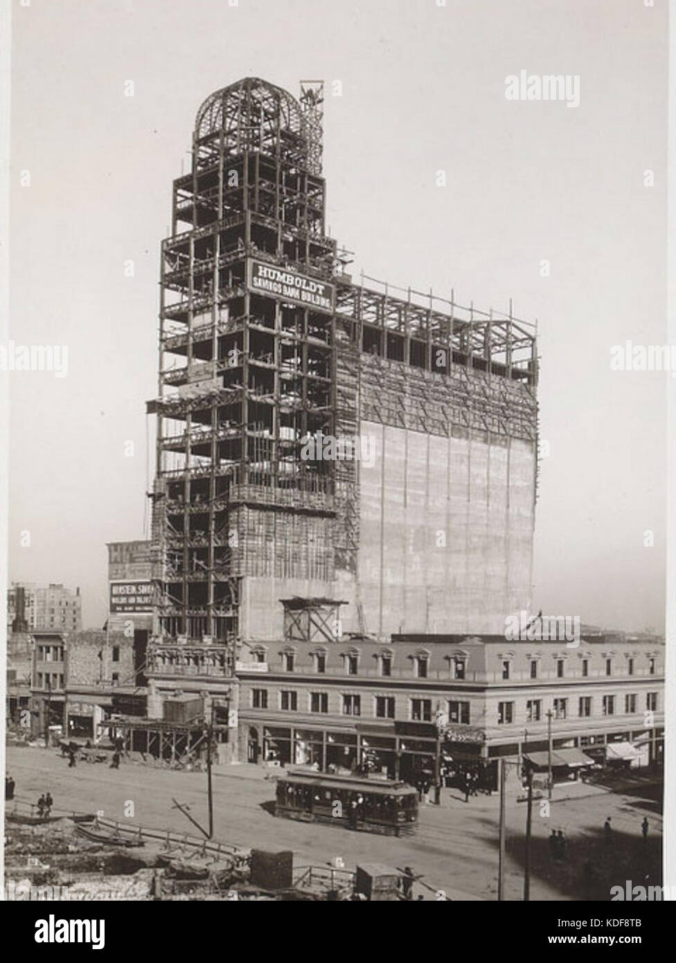 Humboldt Bank Building construction (oblique view)   San Francisco, CA Stock Photo
