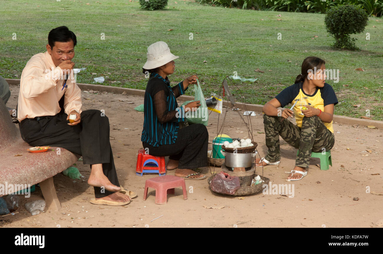 Boiling eggs for sale and consumption, Siem Reap, Cambodia Stock Photo