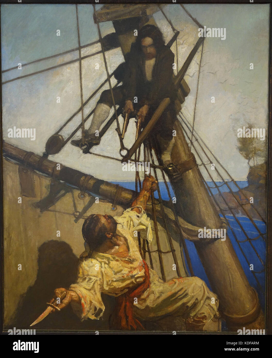 One More Step, Mr. Hands, said I, And I'll Blow Your Brains Out, by N. C. Wyeth, for Treasure Island, Scribner's Classics, 1911   New Britain Museum of American Art   DSC09077 Stock Photo