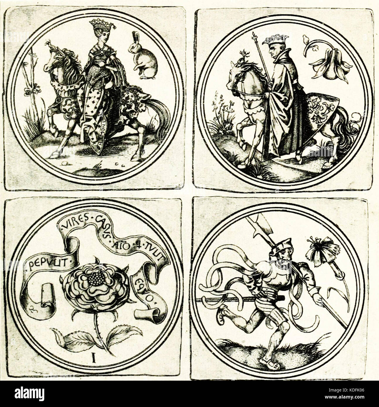 Playing Cards. (From Strutt's 'Sports and Pastimes.') Stock Photo