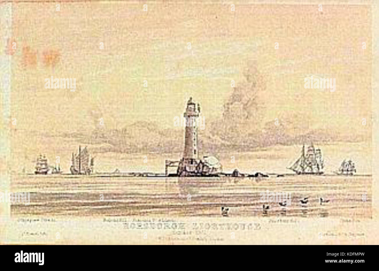 HorsburghLighthouse JTThomson 1851 Stock Photo