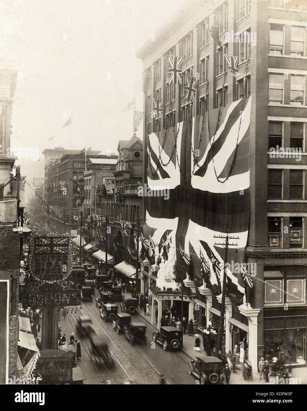 Royal visit Union Jack, Eaton's, Toronto, 1919 Stock Photo Alamy