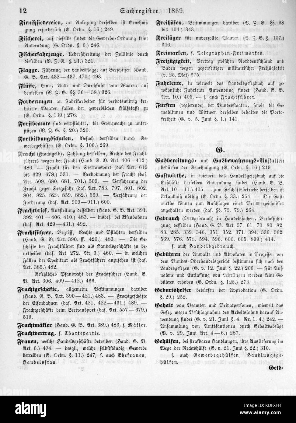 Norddeutsches Bundesgesetzblatt 1869 999 012 Stock Photo