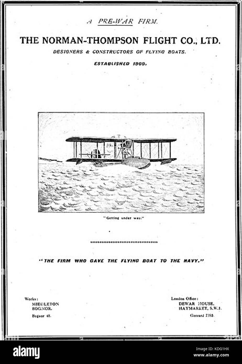 Norman Thompson Flight Company advertisement 1917 Stock Photo