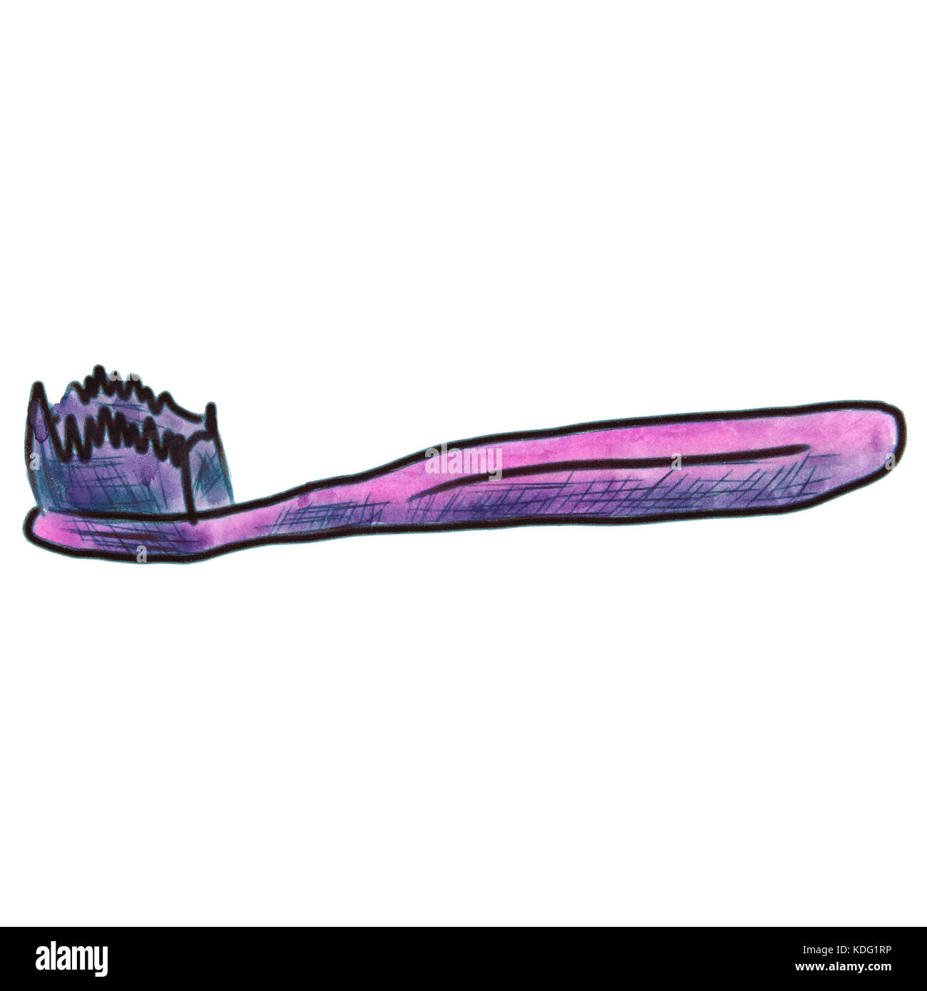 watercolor pink toothbrush cartoon figure, isolated on white background