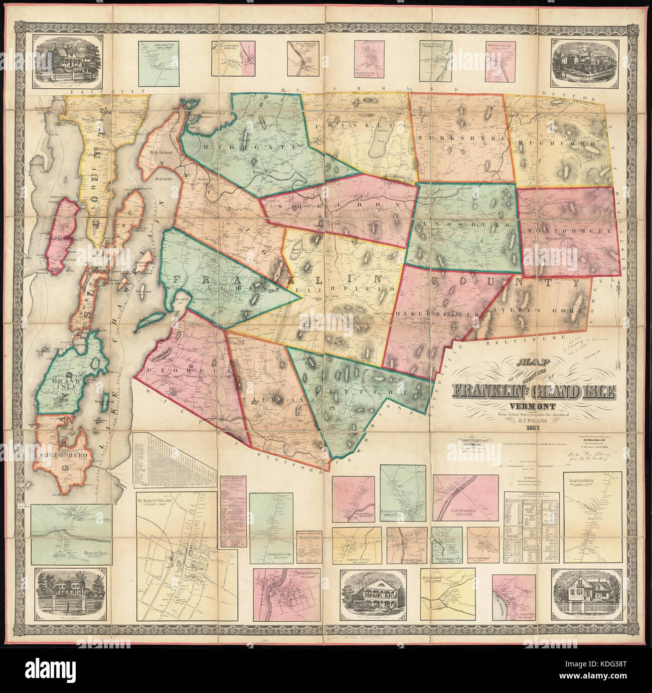 Map of the counties of Franklin and Grand Isle, Vermont from actual