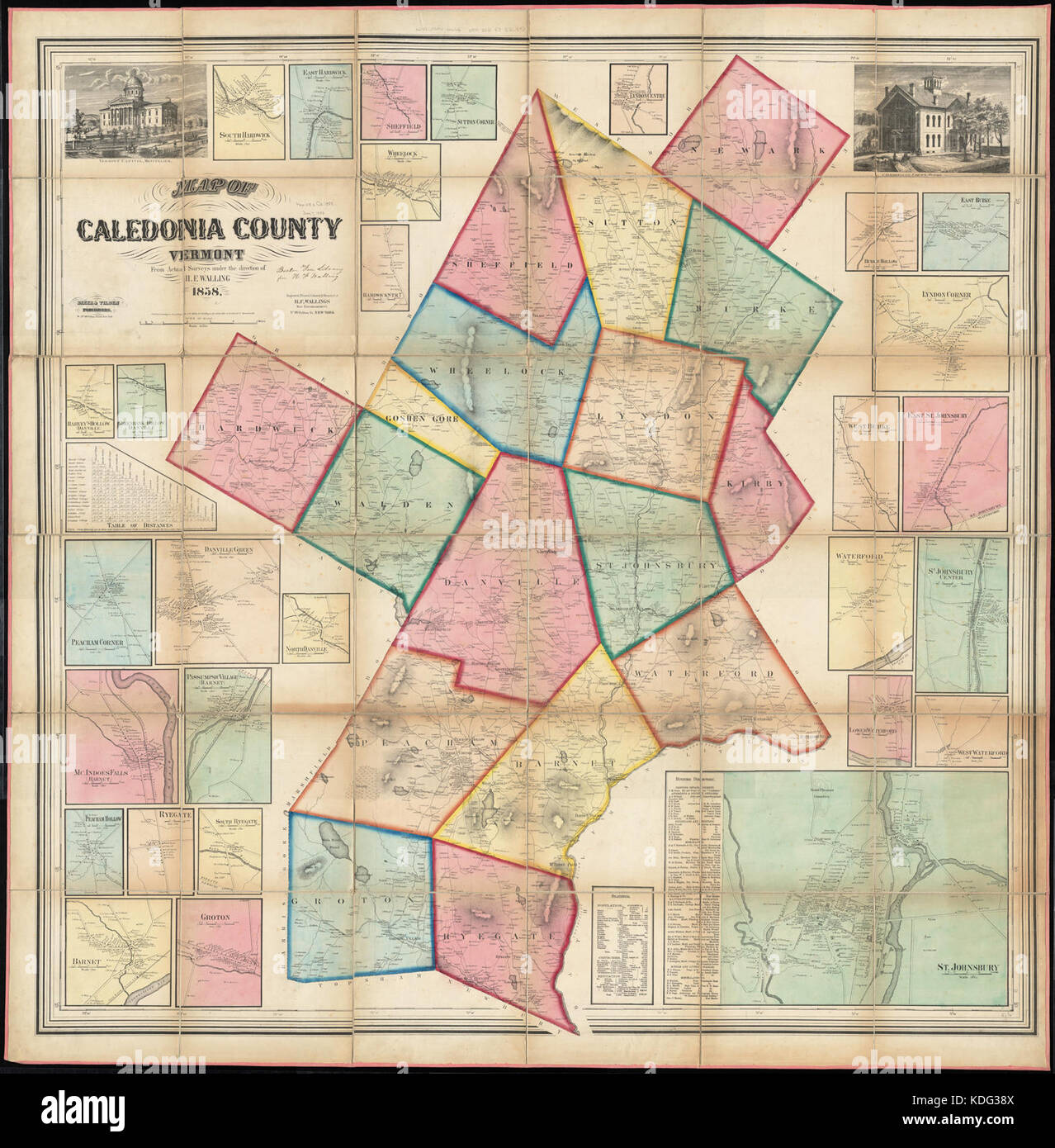 Map of Caledonia County, Vermont (13389122903 Stock Photo Alamy