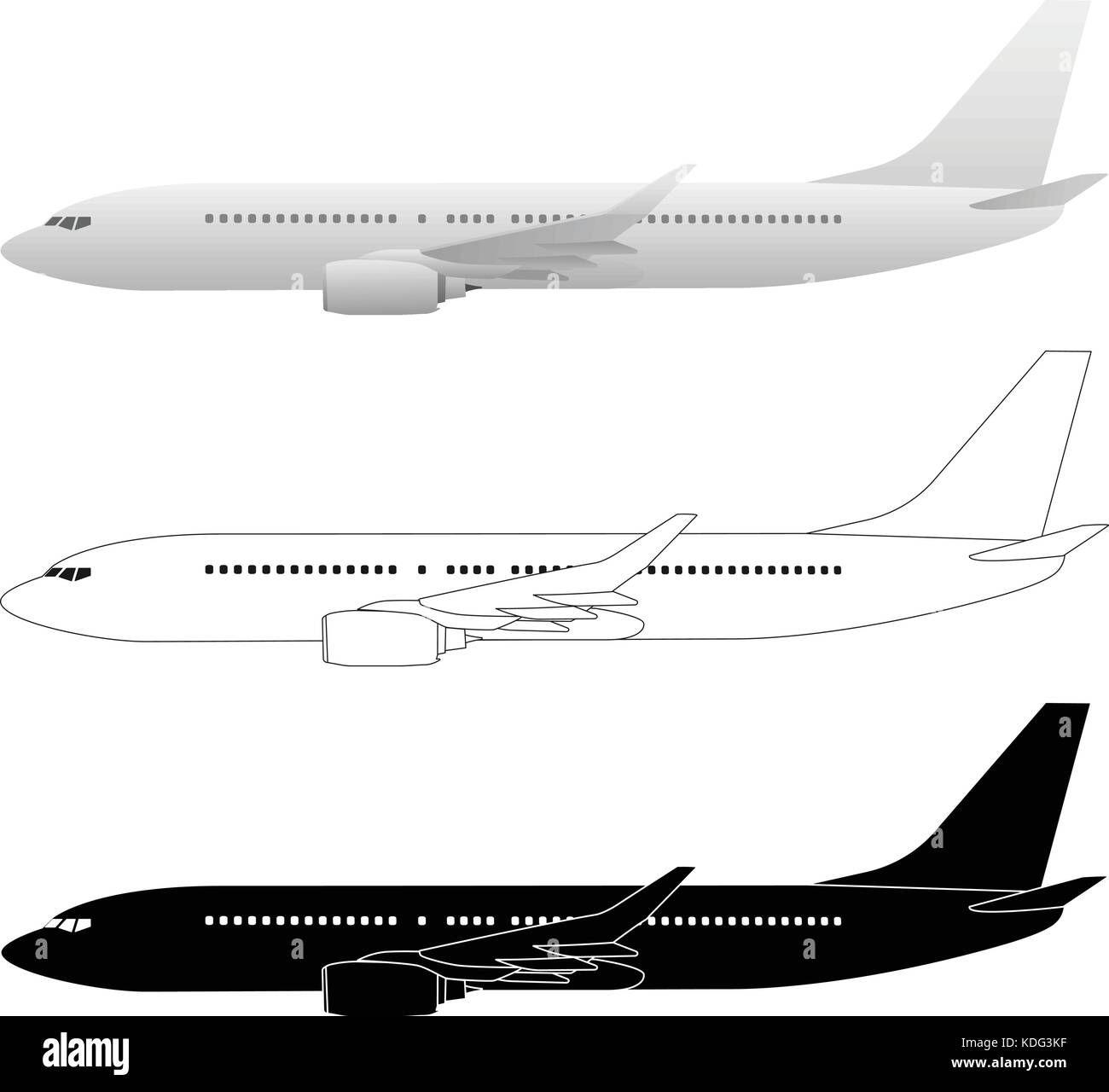 Commercial Airliner Passenger Jet Vector Illustrations Stock Vector