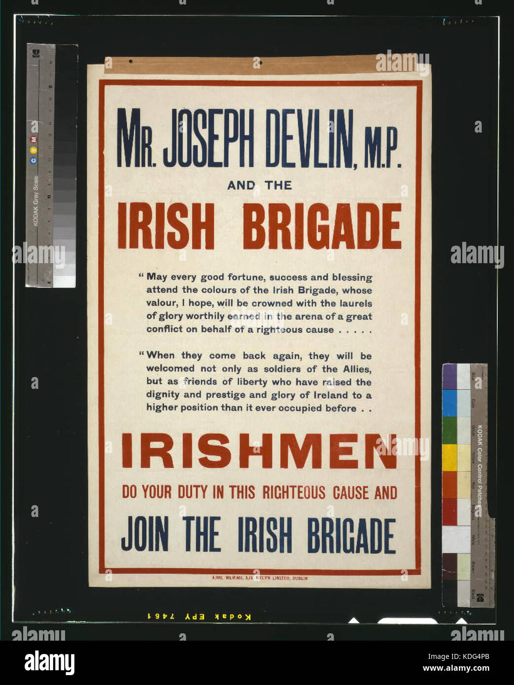 Mr. Joseph Devlin, M.P., and the Irish brigade. Irishmen, do your duty in this righteous cause and join the Irish brigade LCCN2003668421 Stock Photo