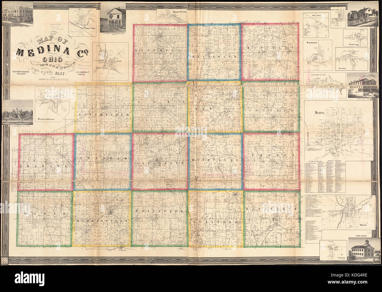 Map of Medina Co., Ohio (14003819823 Stock Photo Alamy