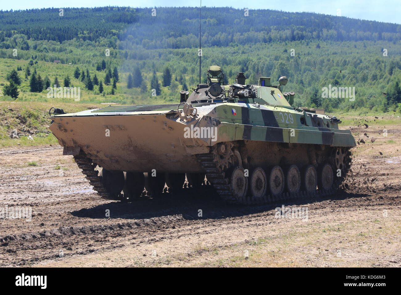 The BVP 2 Armoured vehicle of Czech Army, Bahna 2017 day of ground forces in military area Brdy near Strasice in western Bohemia, Czech Republic, June 9, 2017. Stock Photo