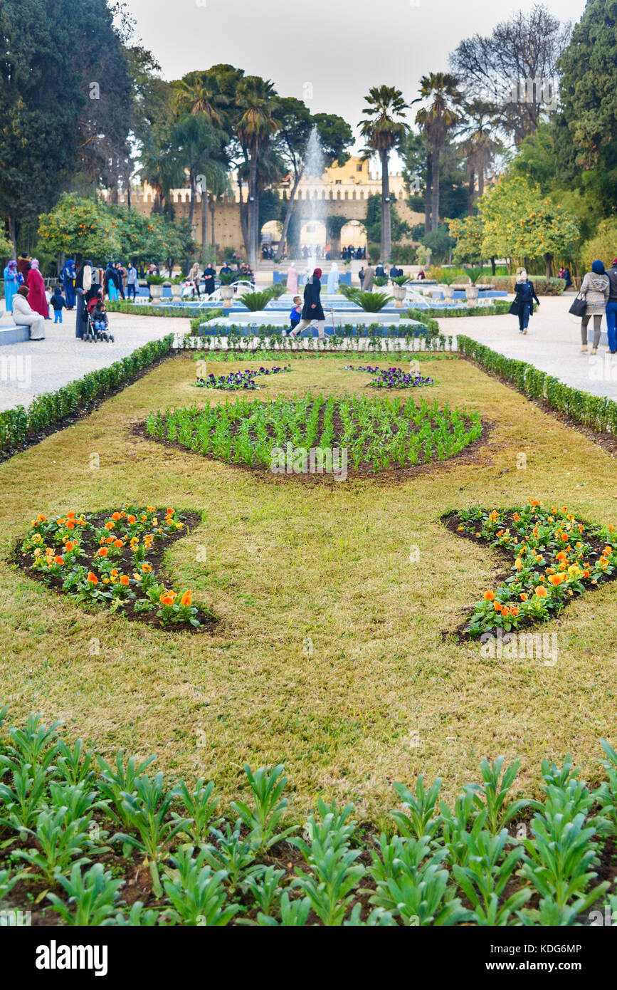 Fez, Morocco - Jan 14, 2017: Jardin Jnan Sbil, Royal Garden. Gardens Jinan was founded in the 18th century by Sultan Moulay Abdellah Stock Photo