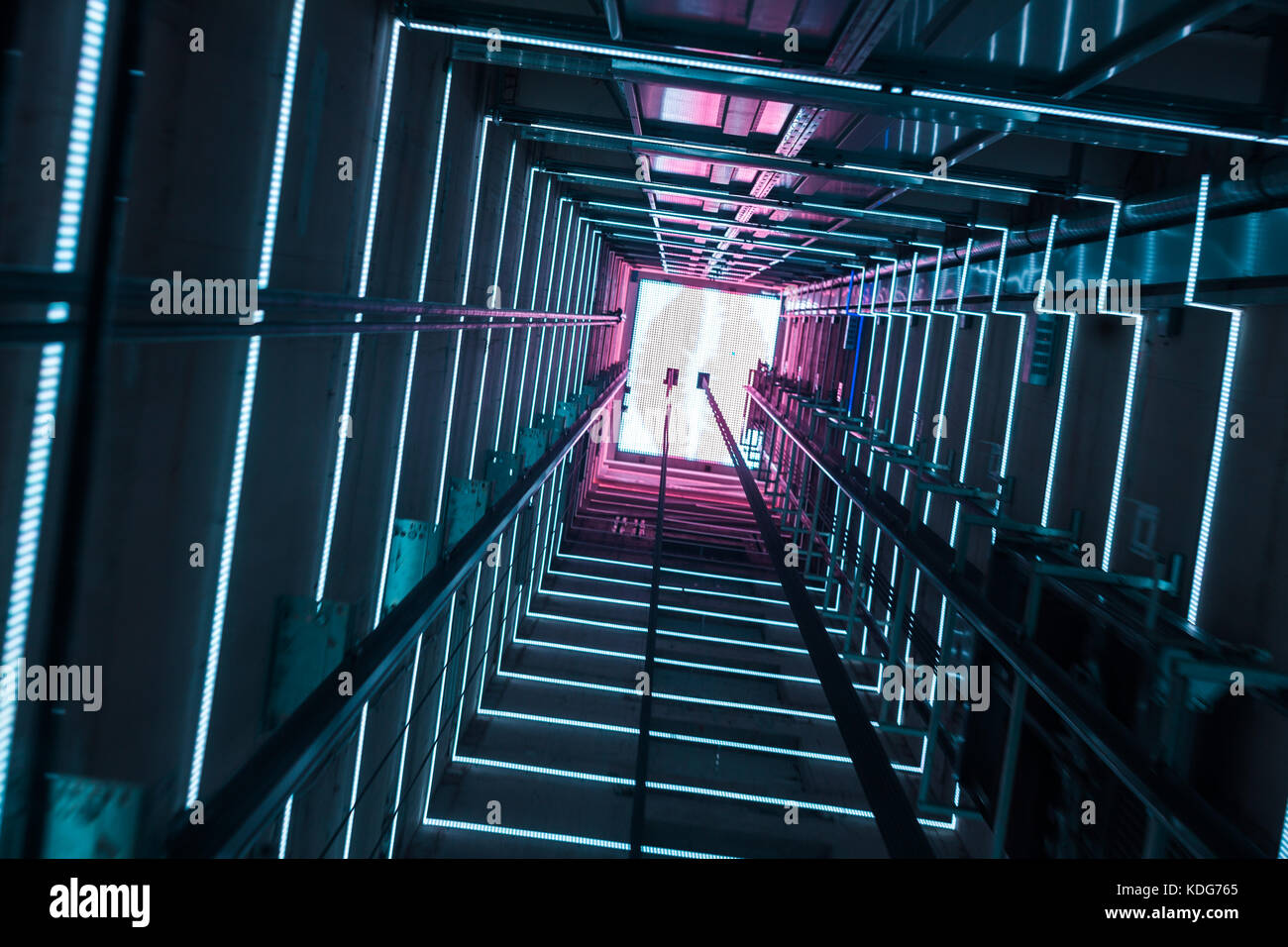 Illumination in a glass elevator Stock Photo Alamy