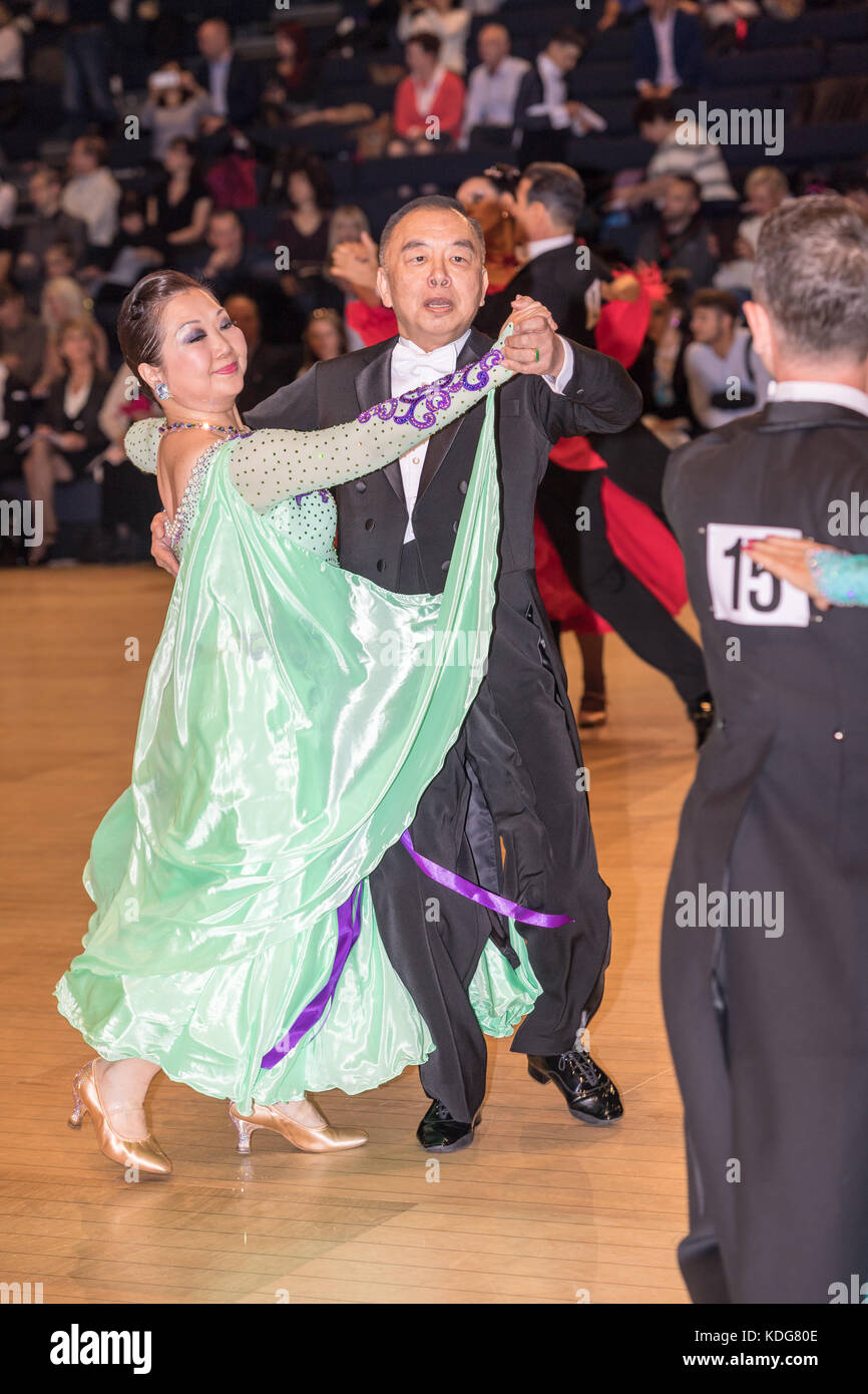 Ballroom dancers at the International Ballroom Championships  at the International Hall, Brentwood., Stock Photo