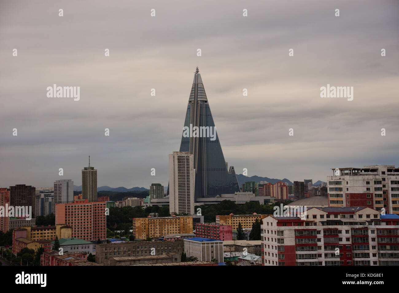 The Ryugyong Hotel under construction in Pyongyang, North Korea