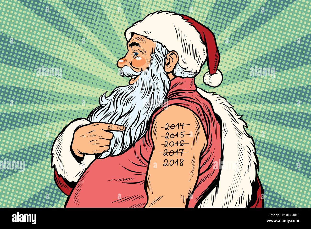 Santa Claus with tattoos 2018. New year and Christmas. Pop art retro vector  Illustrator Stock Vector Image & Art - Alamy