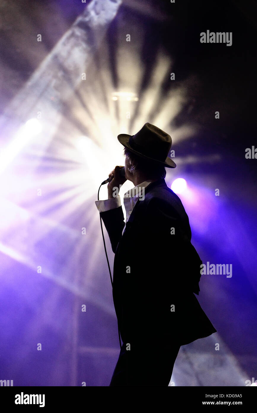 BENICASSIM, SPAIN - JUL 15: Pete Doherty (musician) performs in concert at FIB Festival on July 15, 2017 in Benicassim, Spain. Stock Photo
