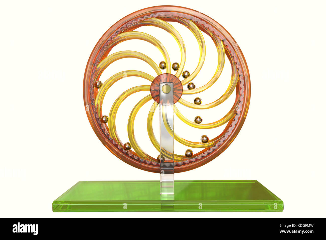 Perpetual motion machine (Perpetuum mobile), computer model built after drawings of Leonardo da Vinci. Stock Photo