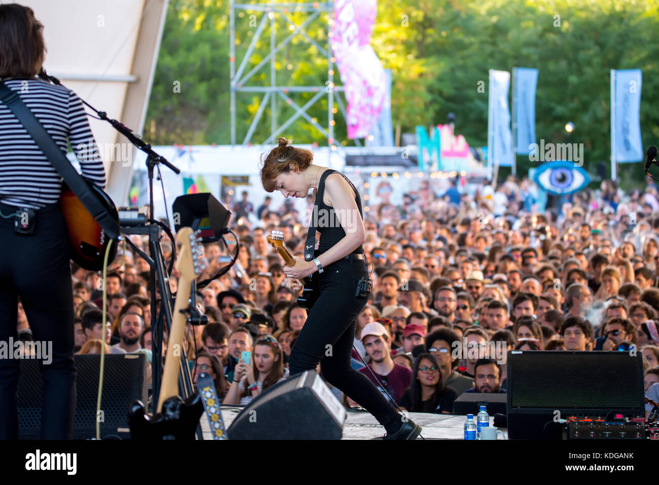 MADRID - SEP 9: Daughter (band) perform in concert at Dcode Music Festival on September 9, 2017 in Madrid, Spain. Stock Photo
