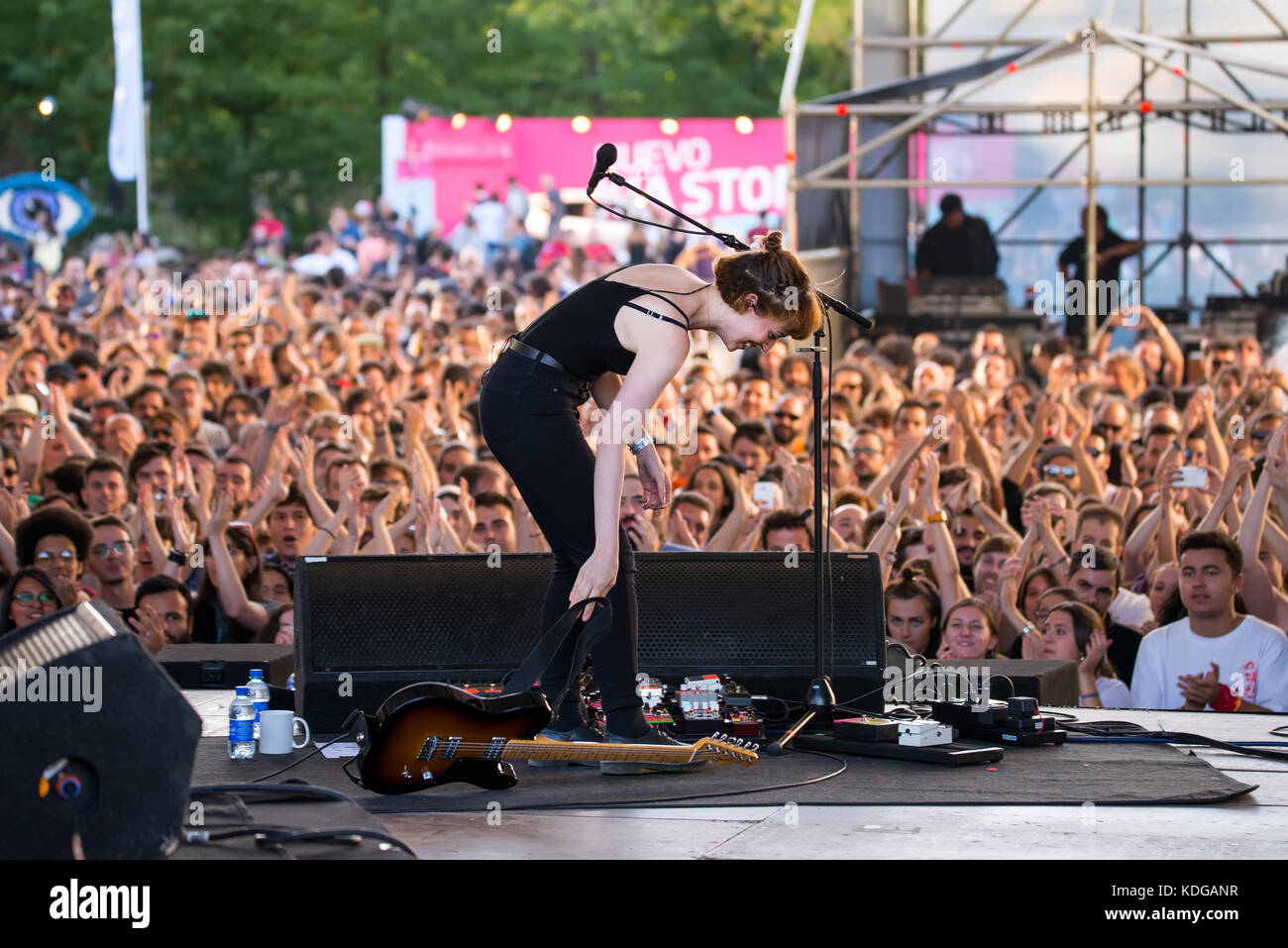 MADRID - SEP 9: Daughter (band) perform in concert at Dcode Music Festival on September 9, 2017 in Madrid, Spain. Stock Photo