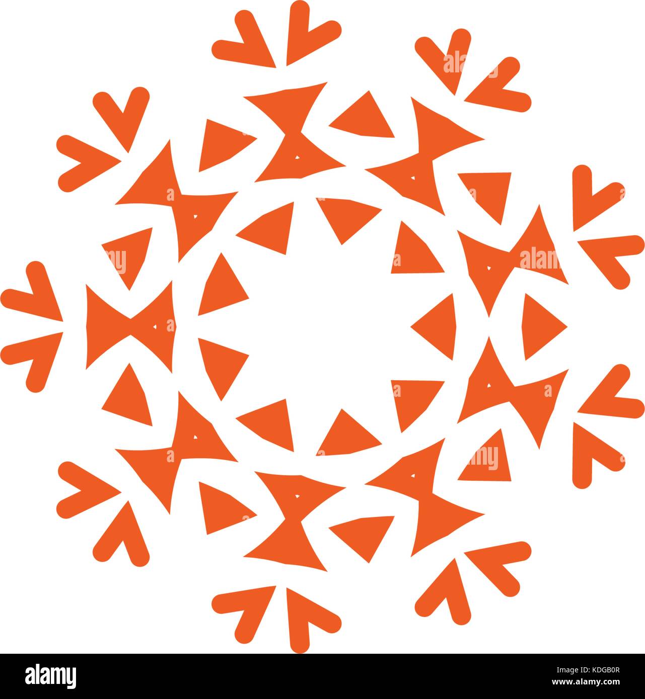 Flower vector linear logo. Orange line art sun icon. Outline garden abstract symbol. Stock Vector