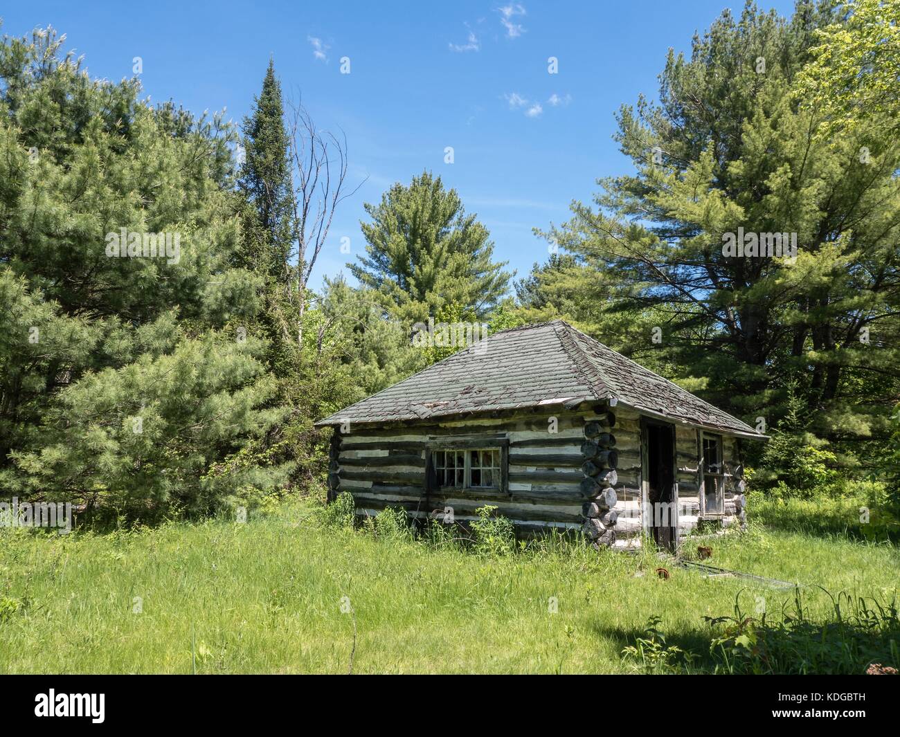 Old Abandoned Log Cabin Stock Photo