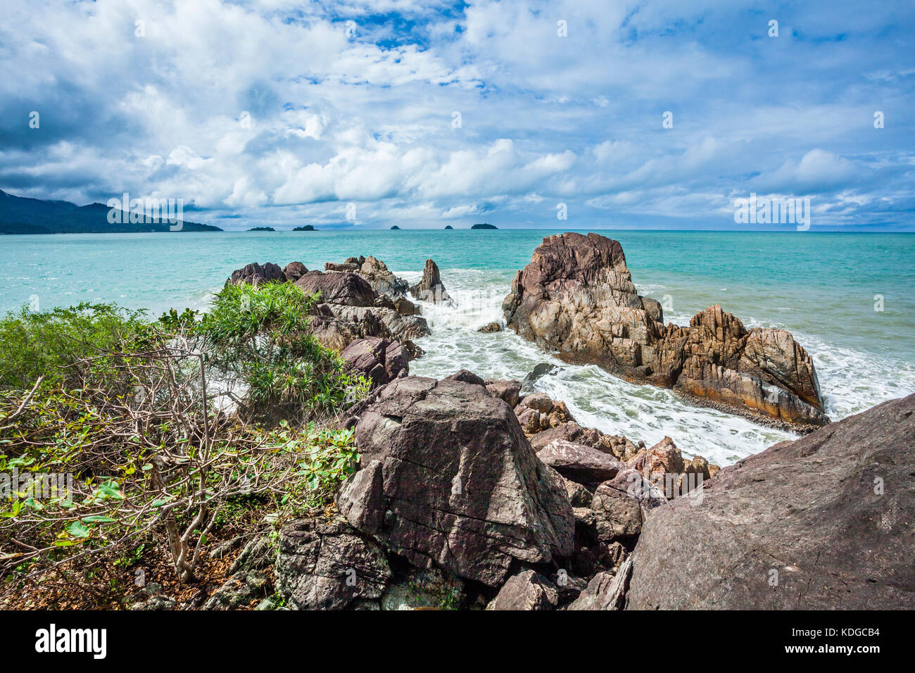 Thailand, Trat Province, tropical island of Koh Chang in the Gulf of Thailand, rocky promontory Cape Chai Chet on the west coast north of Ao Klong Phr Stock Photo