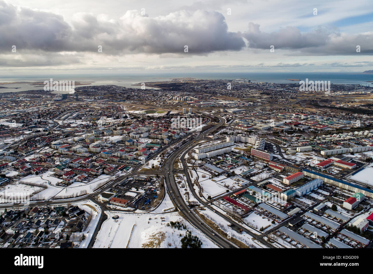 Aerial view of Reykjavik City, the capital of Iceland, the worlds